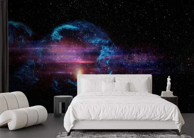 Black hole over star field in outer space, abstract space wallpaper with form of infinity symbol and sparks of light with copy space. Elements of this image furnished by NASA. Wall mural