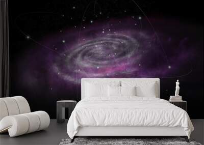 Black hole with nebula over colorful stars and cloud fields in outer space. Abstract space wallpaper. Elements of this image furnished by NASA. Wall mural