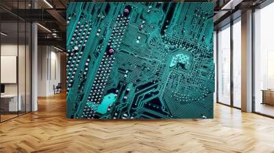 Closeup of computer micro circuit board Wall mural