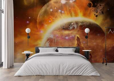 Distant planetary system in space. Elements of this image furnished by NASA. Wall mural