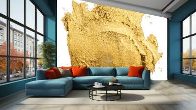 golden smear oil paint spot isolated on white background Wall mural