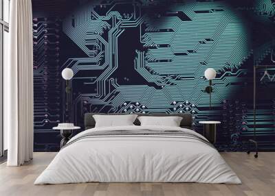 heart shape frame on a printed circuit board as a love technology conceptual background Wall mural