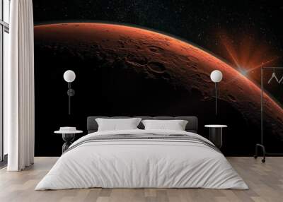 Mars high resolution image. Mars is a planet of the solar system. Sunrise with lens flare. Elements of this image furnished by NASA. Wall mural