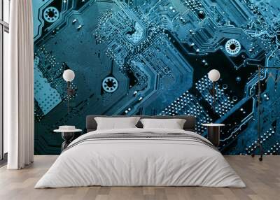 Motherboard digital chip. Circuit board. Electronic computer hardware technology. Wall mural