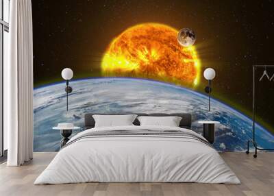 Planet Earth and the Sun. Elements of this image furnished by NASA. Wall mural