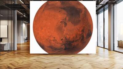 Planet Mars with polar ice isolated on white background. Elements of this image furnished by NASA. Wall mural