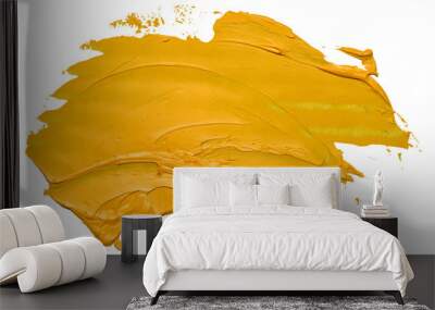 Yellow oil texture paint stain brush stroke isolated on white background EPS10 vector illustration. Wall mural