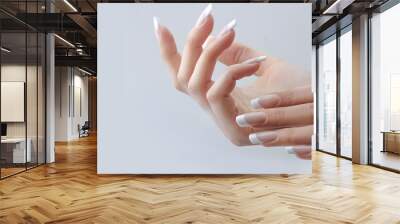 beautiful hands with manicured french nails manicure. nail extension Wall mural