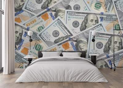  Hundred dollar bills cash background. Business  Wall mural