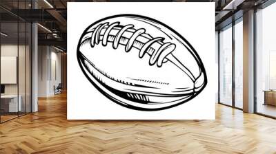 a black and white drawing of a football Wall mural