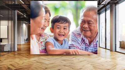 A happy family with multiple generations gathered together Wall mural