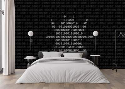 Bug silhouette composed from 0 and 1 digits over binary code surface Wall mural