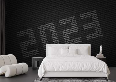 Number 2023 composed from light 0 and 1 digits over binary code Wall mural