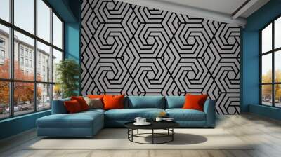 Abstract geometric pattern with stripes, lines. Seamless vector background. Black ornament. Simple lattice graphic design Wall mural