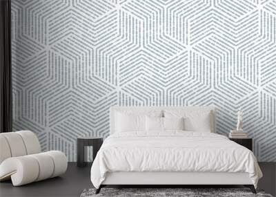 abstract geometric pattern with stripes, lines. seamless vector background. white and blue ornament. Wall mural