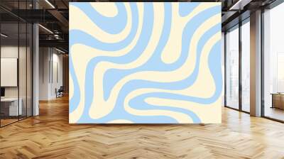 Abstract horizontal background with colorful waves. Trendy vector illustration in style retro 60s, 70s. Pastel colors Wall mural