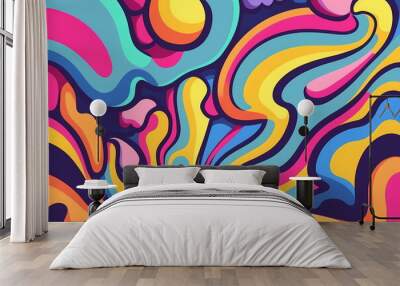 Abstract psychodelic swirl colorful simple background, AI generated Wall mural