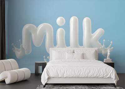 banner for world milk day, on a blue background with white 3D letters the text 