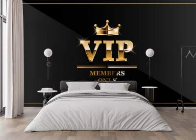 Premium VIP card with gold elements and crown Wall mural