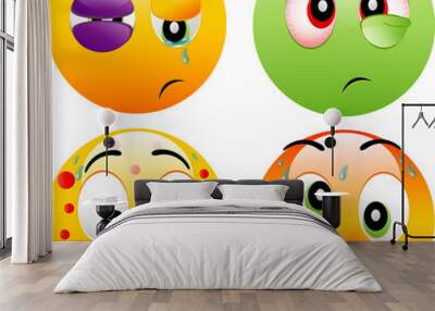 sick smiley Icons Wall mural