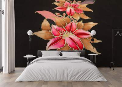 Batik design motif and pattern. traditional Malaysian fabric Wall mural