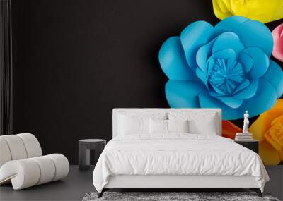 black background with colorful flowers Wall mural