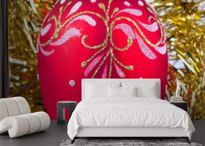 Red christmas ball Wall mural