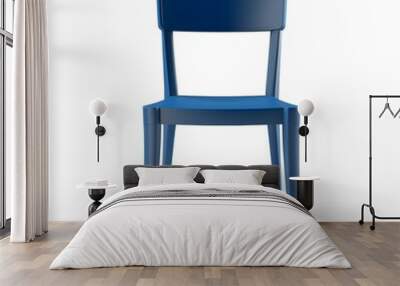 Blue modern chair on white background, AI generated Wall mural