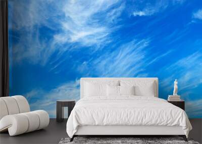 Blue sky background with tiny clouds. Nature cloud blue sky background. Wall mural