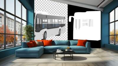 City bus isolated on background with mask. 3d rendering - illustration Wall mural