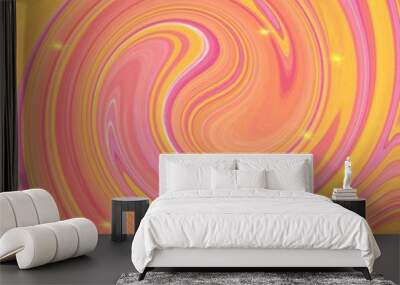 Colourful swirl illustration with bright yellow pink and red colours Wall mural