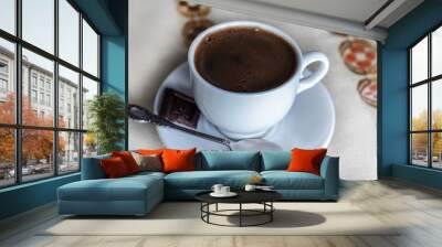 cup of coffee with chocolate Wall mural