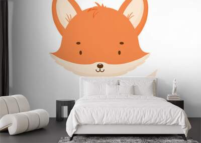 Cute baby fox character. Vector childish illustration isolated on white. Woodland little animal Wall mural