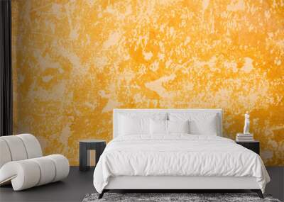 Old wall covered with two layers of cracked oil paint. Vintage retro background. Wall mural