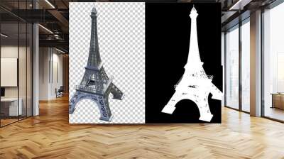 Eiffel tower isolated on background with mask. 3d rendering - illustration Wall mural