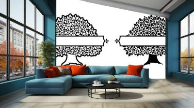 Family tree vintage design - black silhouette on a white background. Vector illustration EPS10.  Wall mural