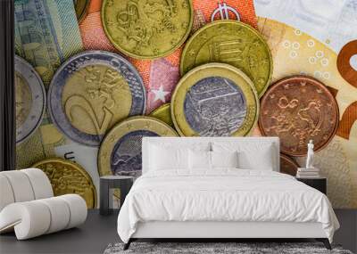 Finance background with money and pc. Wall mural