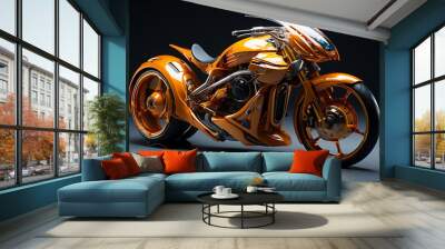 Futuristic motorcycle, travel concept transport, road, freedom and relaxation. AI generative.  Wall mural