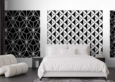 Geometric set of seamless black and white patterns. Simple vector graphics. Wall mural