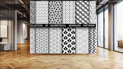 Geometric set of seamless black and white patterns. Simpless vector graphics Wall mural