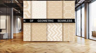 Geometric set of seamless gold and white patterns. Simpless vector graphics Wall mural