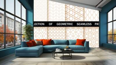 Geometric set of seamless gold and white patterns. Simpless vector graphics Wall mural