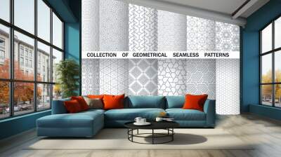 Geometric set of seamless gray and white patterns. Simple vector graphics Wall mural