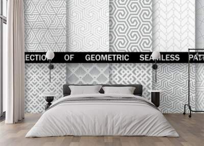 Geometric set of seamless gray and white patterns. Simpless vector graphics. Wall mural