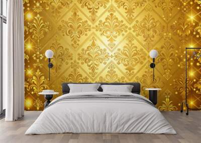 Golden floral pattern texture background for design Wall mural