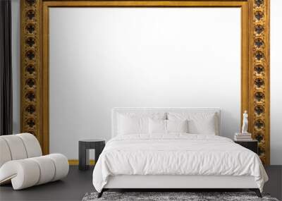 Golden frame for paintings, mirrors or photo isolated on white background Wall mural