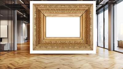 Golden frame for paintings, mirrors or photo isolated on white background Wall mural