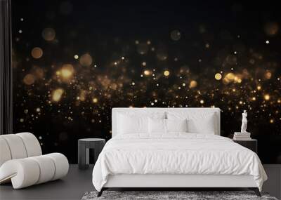 golden glitter on black background, happy new year holiday concept Wall mural