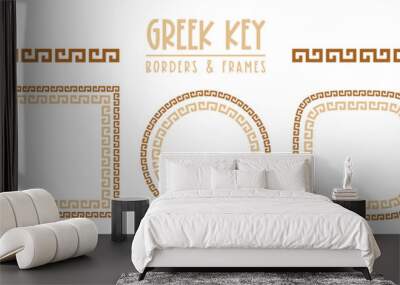 Greek key frames and borders collection. Decorative ancient meander, greece ornamental set, repeated geometric motif. Fframes consist from tiny bricks, easy to resize or change frames proportion Wall mural