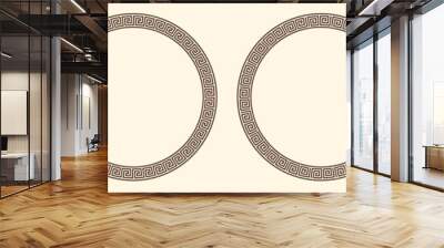 Greek key pattern, round frames collection. Decorative ancient meander, greece border ornament set with repeated geometric motif. Vector EPS10. Wall mural